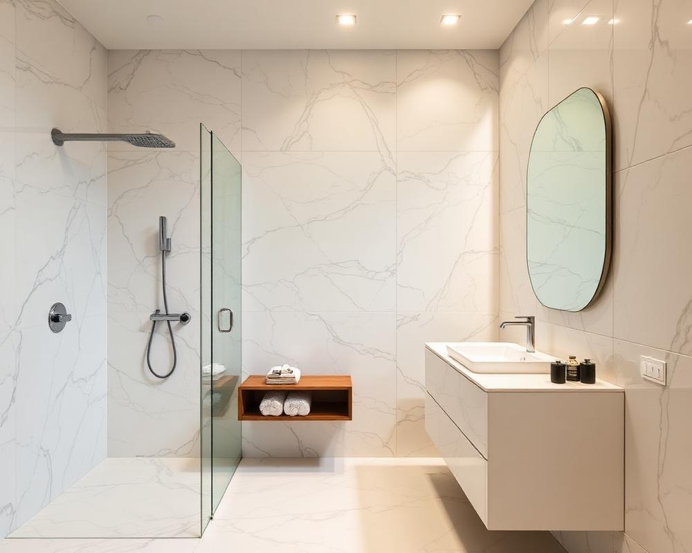 Bright marble bathroom