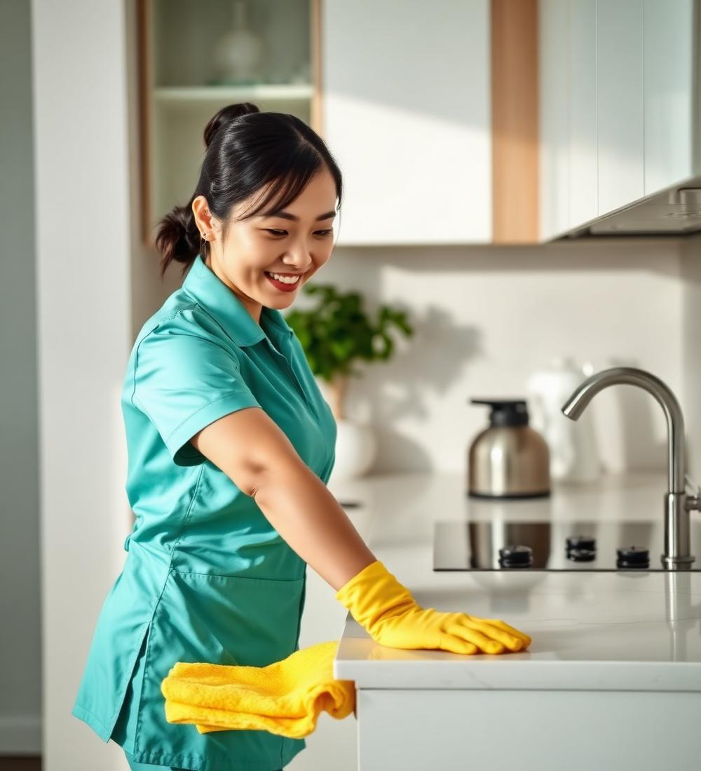 Cleaner in Homesy uniform